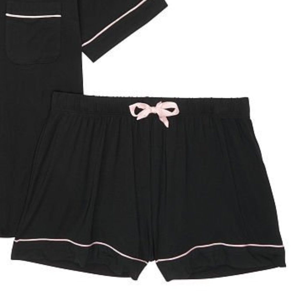 VS XXL Modal Short PJ Set Black with Piping Softest PJs Ever! NWT - Picture 10 of 13